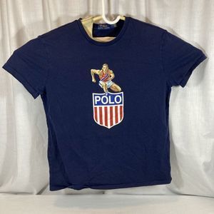 Polo Ralph Lauren Stadium Shield USA Track Hurdles T Shirt Wing Men Medium Blue